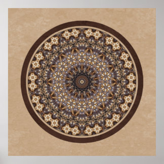 Coffee Colours Abstract Mandala Poster