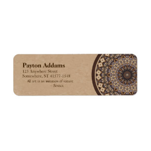 Coffee Colours Abstract Mandala Return Address Label