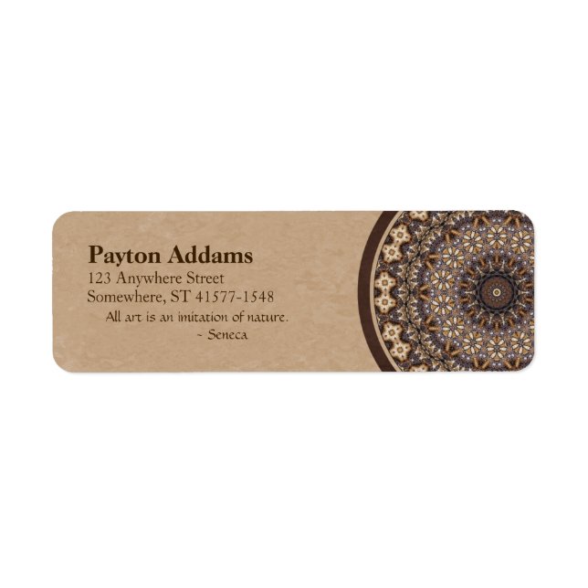 Coffee Colours Abstract Mandala Return Address Label (Front)