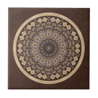 Coffee Colours Abstract Mandala Tile