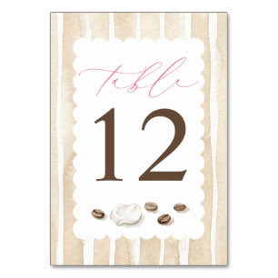 Coffee Colours Cute Pink Beige Baby Shower Table Number