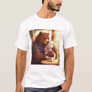 Coffee Comfort: A Bear and Rabbit's Cozy Moment T-Shirt