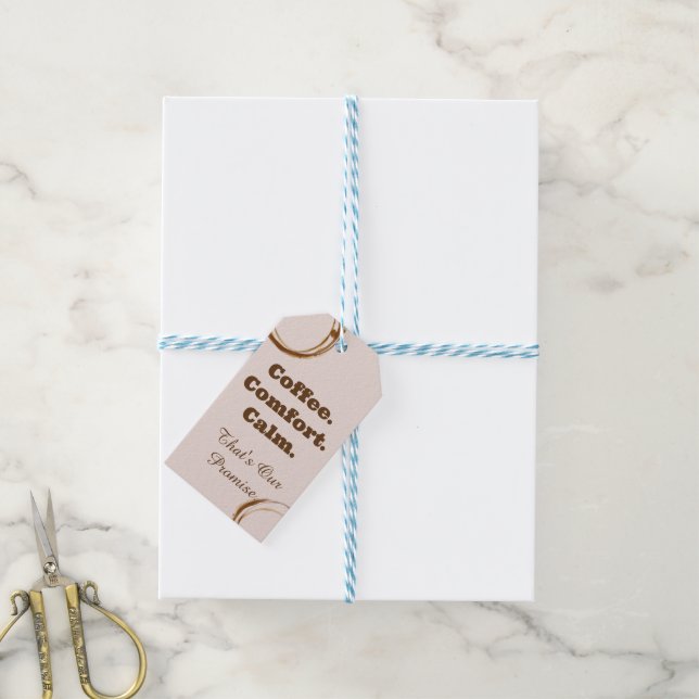 Coffee Comfort Calm Rustic Coffee Gift Tag (With Twine)