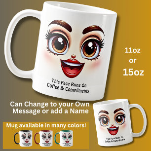 Coffee & Compliments, Fabulous Eyes Funny Face Coffee Mug