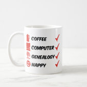 Coffee Computer Genealogy Happy Coffee Mug (Left)