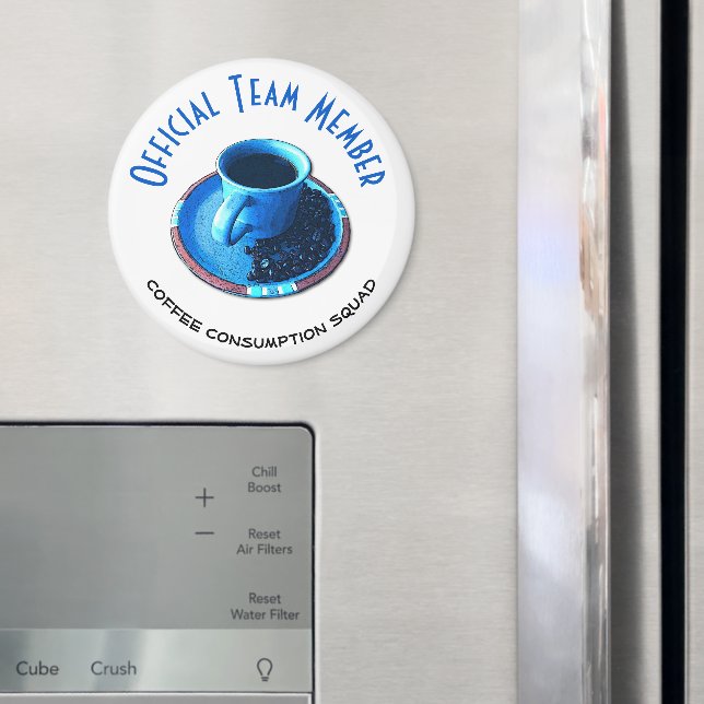 Coffee Consumption Squad | Blue Cup and Saucer Magnet (In Situ (Fridge))