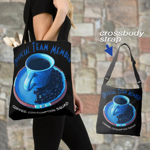 Coffee Consumption Squad   Blue Cup and Saucer Tote Bag