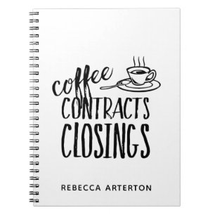 Coffee Contracts Closings Real Estate Agent Notebook