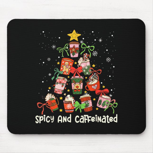 Coffee Coquette Bow Xmas Tree Christmas Scy Caffei Mouse Pad (Front)