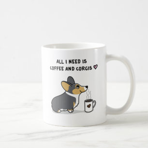 Coffee & Corgis [black-headed tri2] Mug