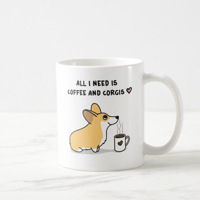 Coffee & Corgis [red white] Coffee Mug (Right)