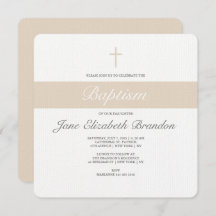 Coffee Cream baptism invitation