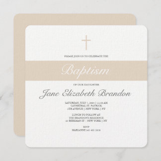 Coffee Cream baptism invitation