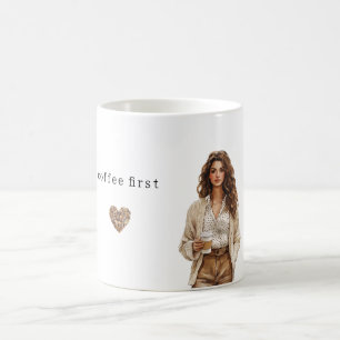 Coffee Cream Brown Peach Coffee Mug