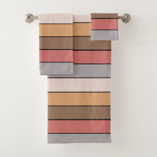 Coffee Cream Gray Dusty Rose On Watercolor Paper Bath Towel Set
