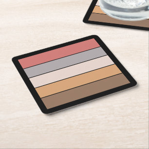 Coffee Cream Gray Dusty Rose On Watercolor Paper  Square Paper Coaster