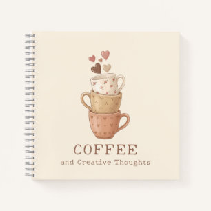 Coffee & Creative Thoughts Cups Hearts Notebook