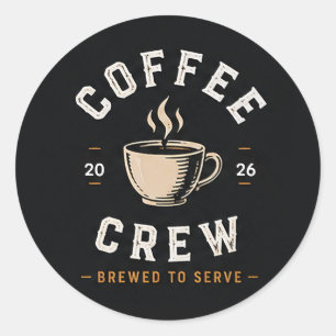 ☕ Coffee Crew Vintage Cafe Staff Uniform ☕ Classic Round Sticker