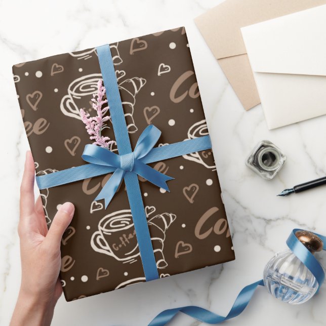 Coffee & Croissant Love Wrapping Paper (Gifting)