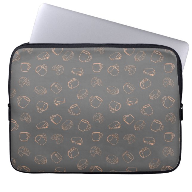 Coffee Croissants Laptop Sleeve (Front)