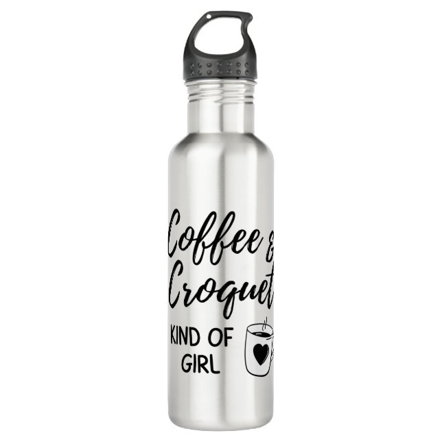 Coffee & croquet kind of girl. 710 ml water bottle (Front)
