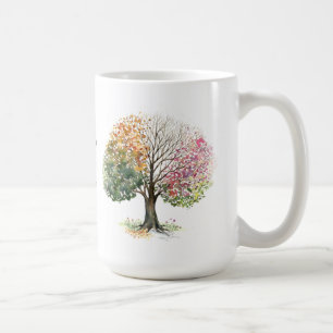COFFEE CUP 4 SEASON TREE BIBLE VERSE WATERCOLOR