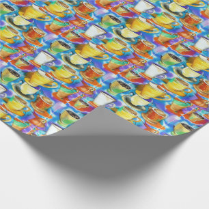 Coffee Cup Abstract Oil Pattern Wrapping Paper