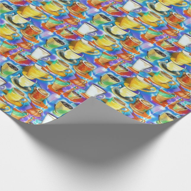 Coffee Cup Abstract Oil Pattern Wrapping Paper (Corner)