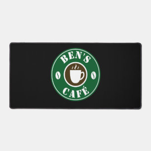 Coffee cup and beans logo custom counter desk mat