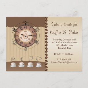 Coffee, cup and clock Party Invitation