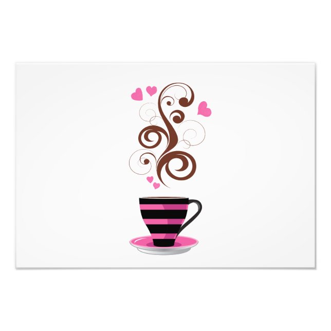Coffee Cup, Arabica Coffee, Black Coffee, Hearts Photo Print (Front)