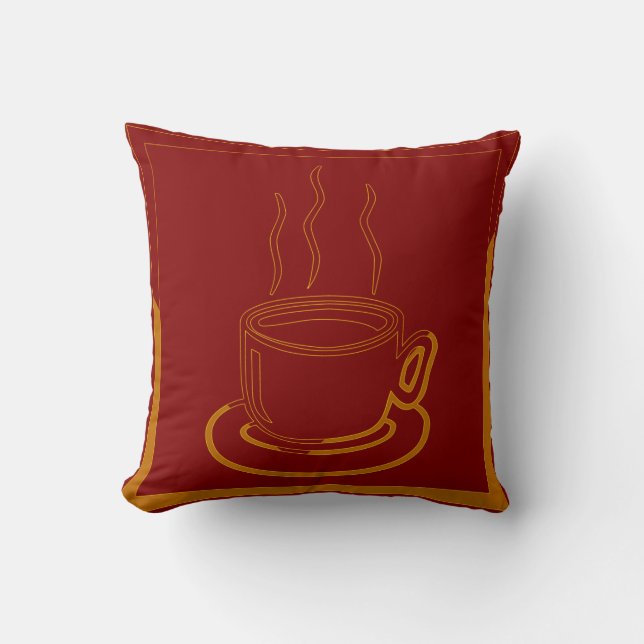 Coffee Cup Art Design Pillow (Front)