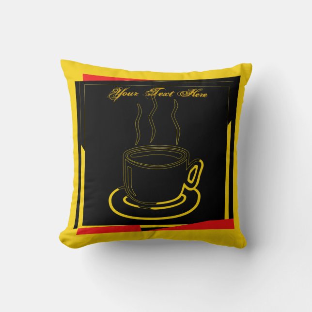 Coffee Cup Art Design Pillow (Front)