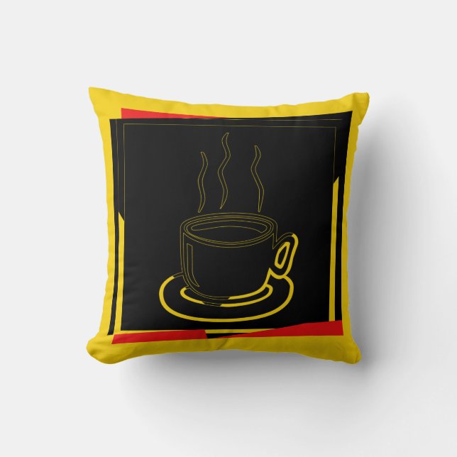 Coffee Cup Art Design Pillow (Front)