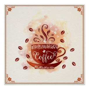 Coffee Cup Art for your Kitchen Poster