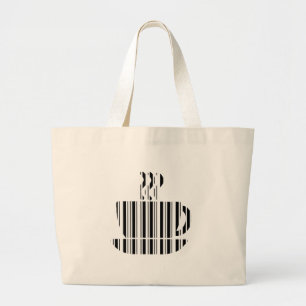 COFFEE CUP BAR CODE Mug Barcode Pattern Design Large Tote Bag