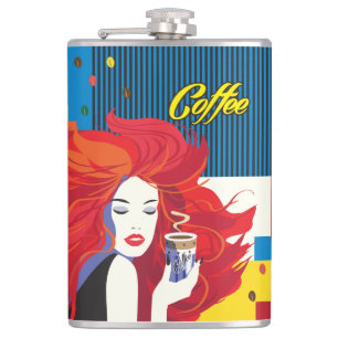 Coffee Cup Beautiful Fashion Woman POP-ART Trendy Hip Flask