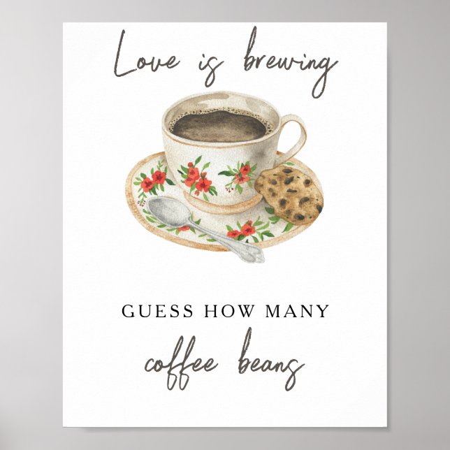 Coffee cup bridal shower How many coffee beans Poster (Front)