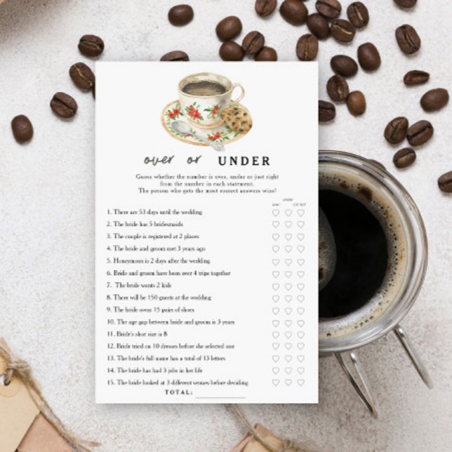 Coffee cup Bridal shower Over or under game (Creator Uploaded)