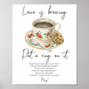 Coffee cup bridal shower Put a ring on it game Poster