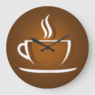 Coffee cup brown large clock