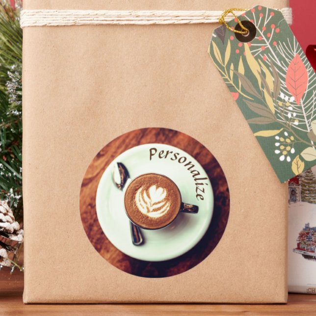 Coffee cup cappuccino brown white latte classic round sticker (Creator Uploaded)