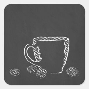 COFFEE CUP CHALK SQUARE STICKER