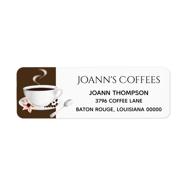 Coffee Cup Coffee Beans Return Address Label (Front)