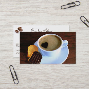 Coffee Cup Cookie Heart Shaped Foam   Your Logo Business Card