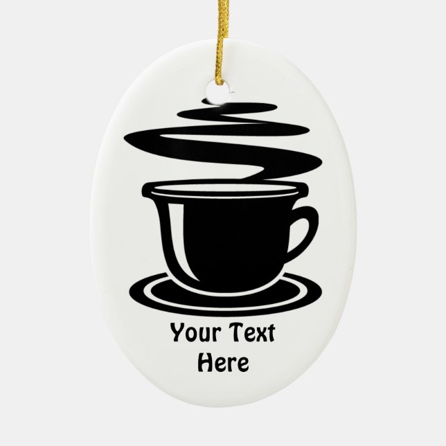 Coffee Cup (customisable) Ceramic Tree Decoration (Front)
