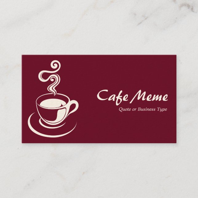 Coffee Cup - Deep Crimson 65001d (Cream) Business Card (Front)