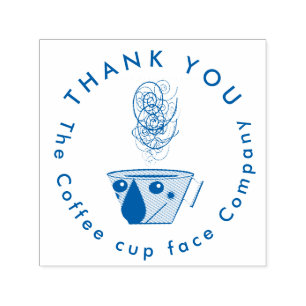 coffee cup face logo design self-inking stamp