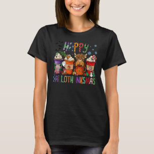 Coffee Cup Happy HalloThanksMas Heifer Highland Co T-Shirt