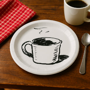 Coffee Cup Illustration Paper Plates